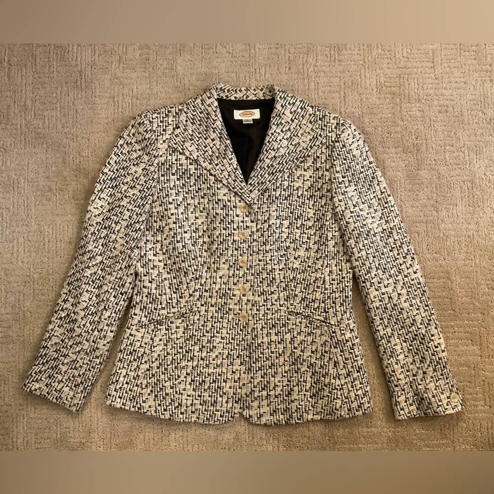 🌟♣️Vintage 90s/Y2K Talbots Women Tweed Lined Cotton/Silk Blazer Sz 8 M EUC